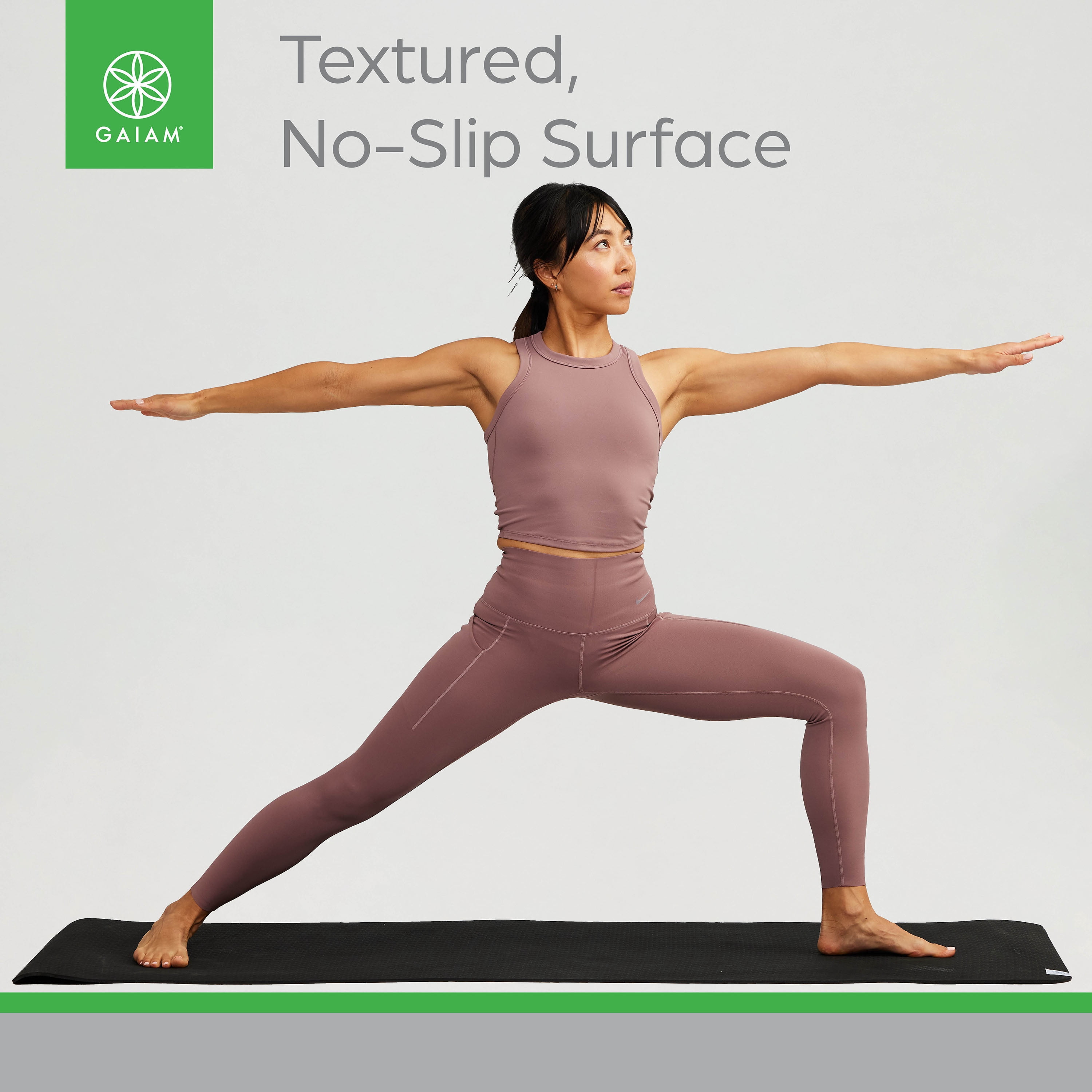 Gaiam Performance Yoga Mat, Made of Durable TPE, 23.5" x 68" x 6MM Thick, Black