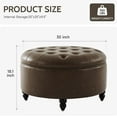thumbnail image 2 of 30-Inch Round Storage Ottoman, Modern Button Circle Storage Coffee Table with Removable Lid Top,Upholstered Large Footrest Stool for Bedroom,Living Room,PU Leather,Coffee, 2 of 15
