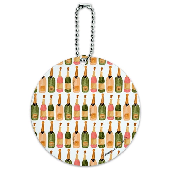 Classy Champagne Celebration Pattern Round Luggage ID Tag Card Suitcase Carry-On