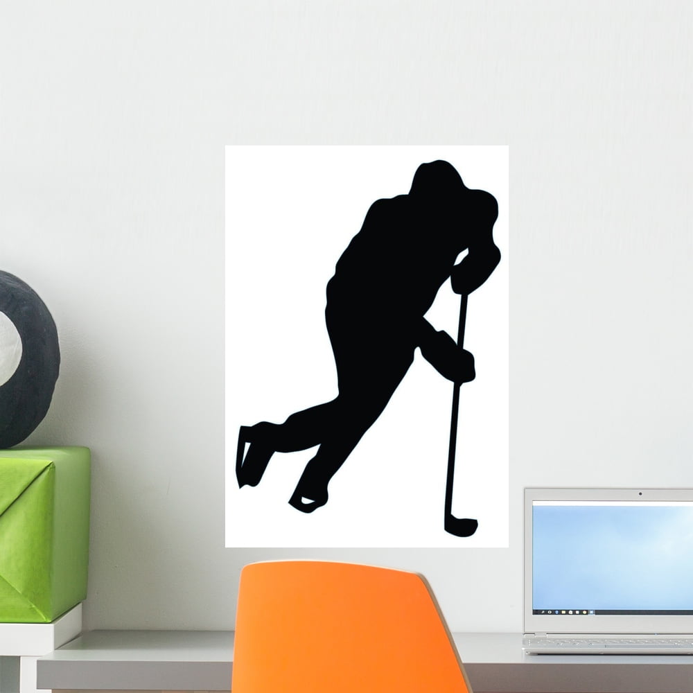 Ice Hockey Silhouette Wall Decal by Wallmonkeys Peel and Stick Graphic