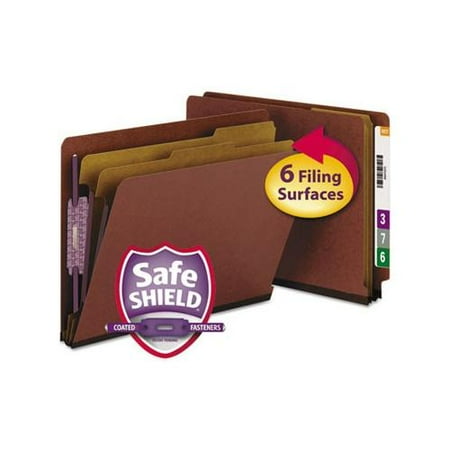 Recycled End Tab Classification Folders - Smead 26860 Red End Tab Pressboard Classification Folders with SafeSHIELD Fas...