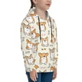 thumbnail image 3 of Picia Cartoon Corgi Pattern Youth Hoodie - Warm Pullover Sweatshirt with Kangaroo Pocket, Ideal for Boys and Girls-Large, 3 of 6