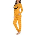 thumbnail image 2 of Renewold 2PCS Halloween Day Pajamas Set for Women Creepy Pumpkins Stripe Pants with Pocket Soft Relaxed Loungewea Sports Outfits for Walking Jogger Yoga Size 2XL, 2 of 5