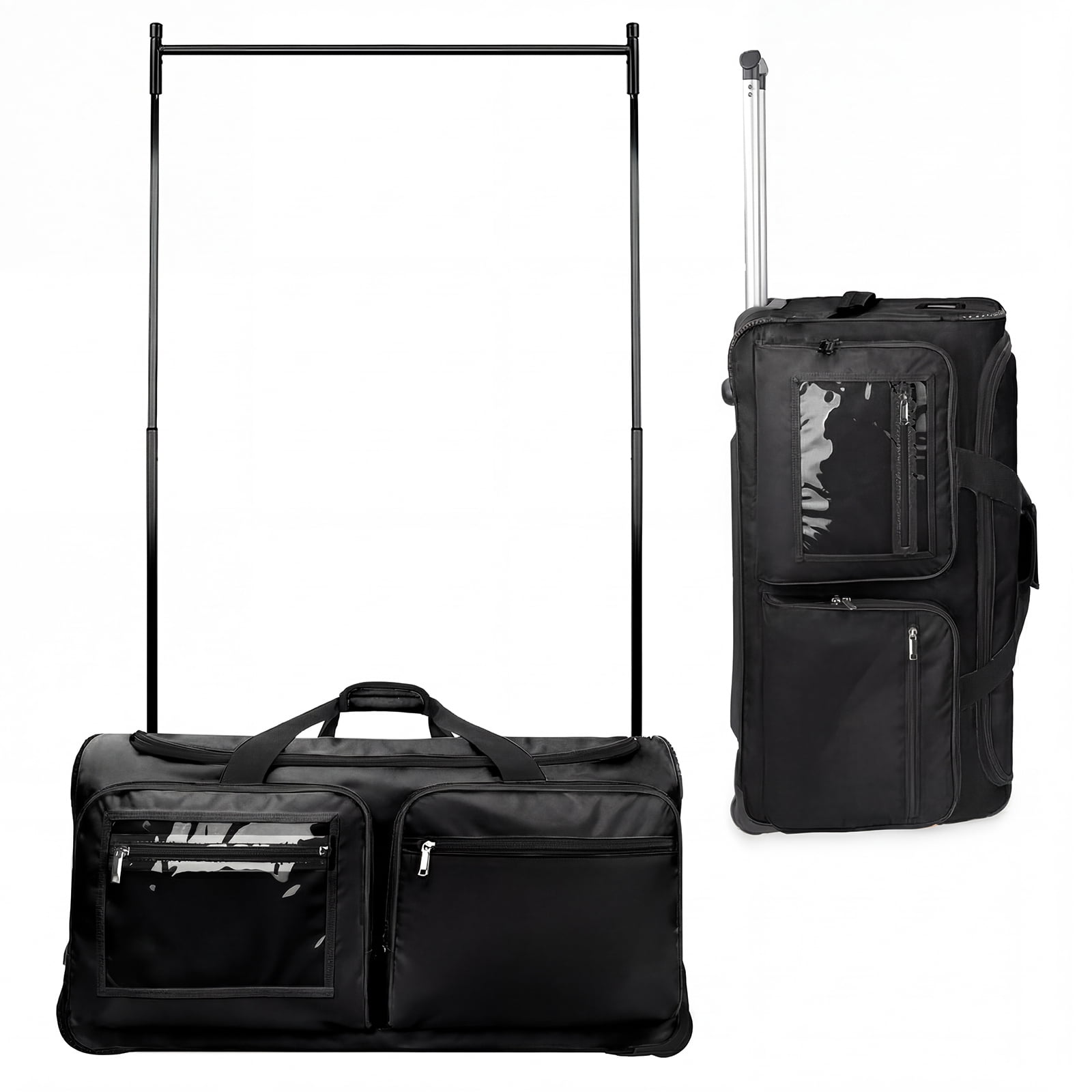 Fegat New Upgraded Dance Bag with Garment Rack,23" Lightweight Rolling Dance Duffel Bag Stable System Wheeled Costume Dance Bag for Dancers Shows Livestreamer Athletes