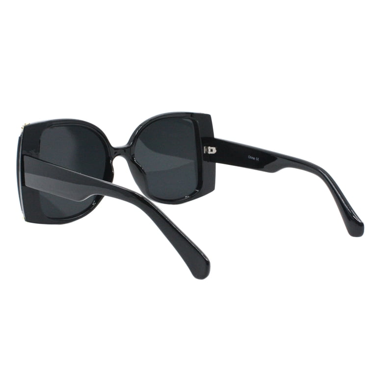 Womens Oversized Square Sunglasses Metal Accent Corners UV  display picture 3