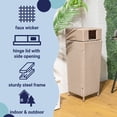 thumbnail image 2 of happimess Keaton Modern 24.13-Gallon All-Weather Wicker/Metal Lidded Hideaway Outdoor Trash Can, Light Pink/White, HPM1203D, 2 of 9