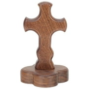 4 Sets Wooden Cross Office Desk Home Decor for Shaped Standing Crucifix Tabletop Ornament