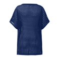 thumbnail image 6 of Womens T-Shirts Sexy Hollow Out Short Sleeve Summer Casual Knit Top Beach Cover Ups Blouse Crew Neck Solid Color Tee Vacation Outfits Fashion Clothing Women Clothes, 6 of 6