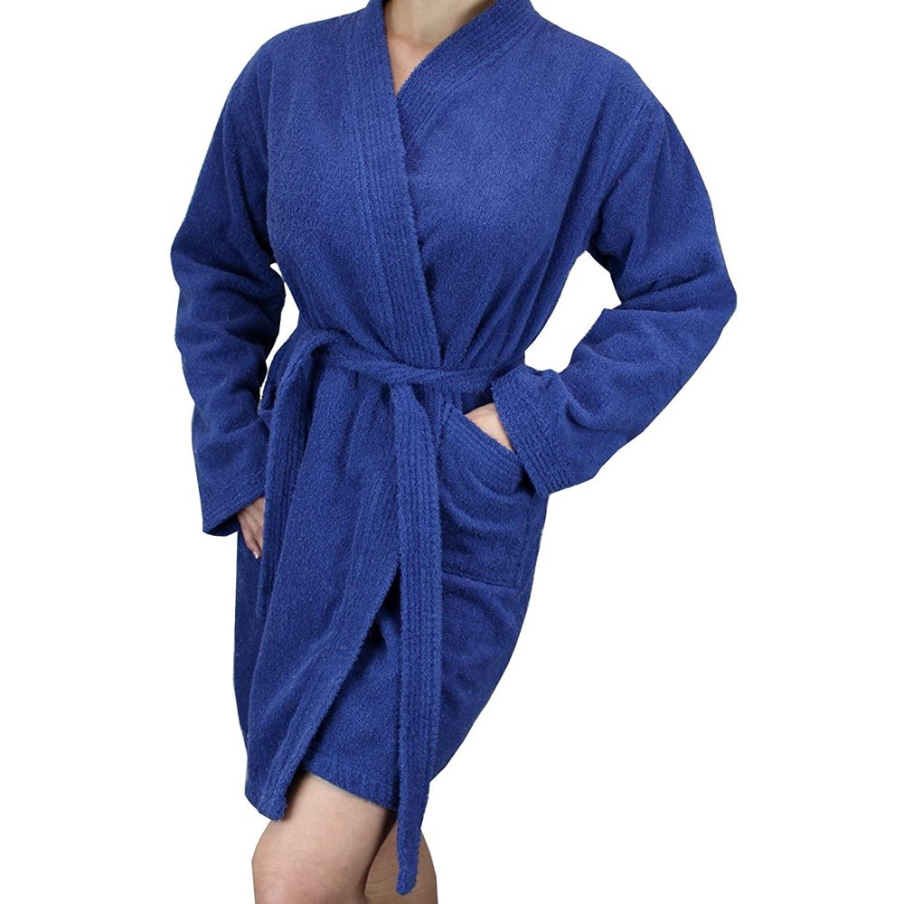 Ms Lovely Women's Cotton Terry Cloth Long Sleeve Bathrobe Soft