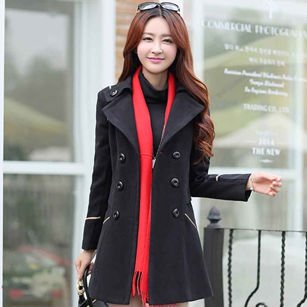 Down Jacket women Wool Double Breasted Coat Elegant Long Sleeve