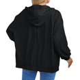 thumbnail image 5 of Yokua Women's Corduroy Drawstring Hooded Pocket Zip Up Jacket Loose Shacket Coat, 5 of 8