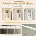 thumbnail image 6 of Blotout 86.6'' Wide LED Farmhouse Hall Tree with Bench and Shoe Storage, Entryway Bench with Coat Rack, 3-Color LED Mirror, Shoe Shelves & Umbrella Holder, Extra-Large Mudroom/Hallway Storage, 6 of 10
