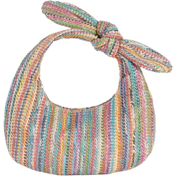 MMYGU Women Knotted Straw Clutch Purse with Summer Beach Handbag Zipper Closure Straw Banquet Bag for Formal Party Weddin