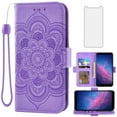 thumbnail image 3 of Asuwish Compatible with Cloud Mobile Stratus C7 Wallet Phone Case and Tempered Glass Screen Protector Flip Credit Card Holder Stand Wrist Strap Mandala Flower Cell Cover for C_7 C 7 Women Men Purple, 3 of 8
