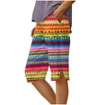 thumbnail image 2 of Pounoo Workout Shorts for Women Fashion Print Side Split Button Detail Loose Fit Bottoms Beach Wear Breathable Slacks, 2 of 5
