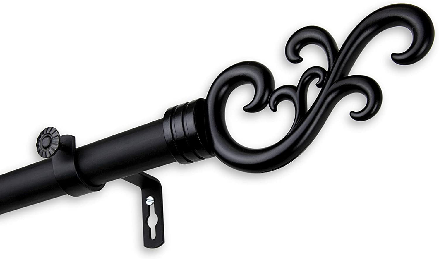 Naureen 1" dia. Curtain Rod 160-240 inches - Black