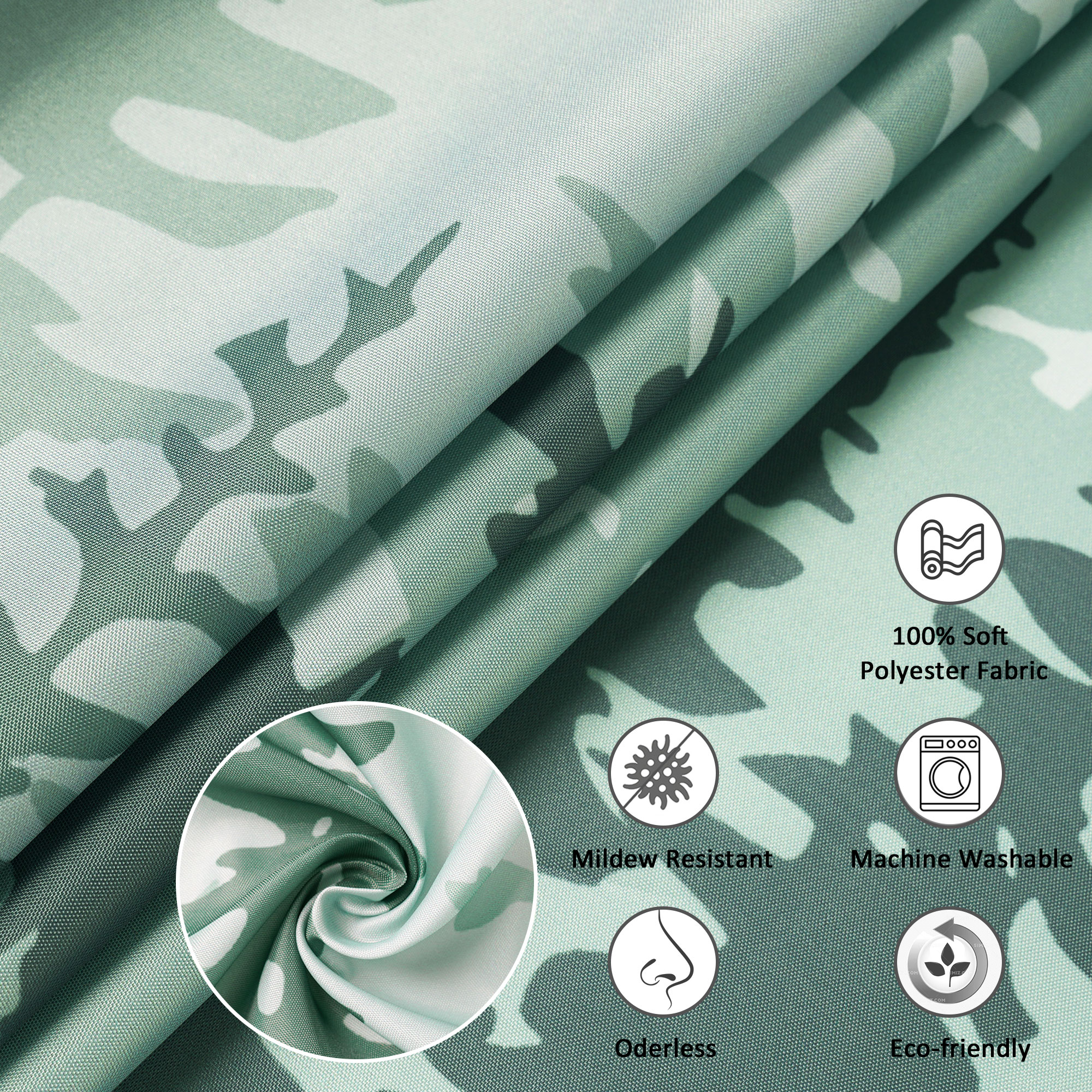 Inosoo Green Forest Fabric Shower Curtain, 72" x 72", Washable photo 3