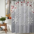 thumbnail image 4 of Christmas Snowflakes Shower Curtain, Sliver Xmas Pine Branch Berries Grey Wood Waterproof Fabric Shower Curtains with 12 Hooks, Bathroom Curtain Set for Bathroom Accessories Decor, 72 x 84 Inches, 4 of 9