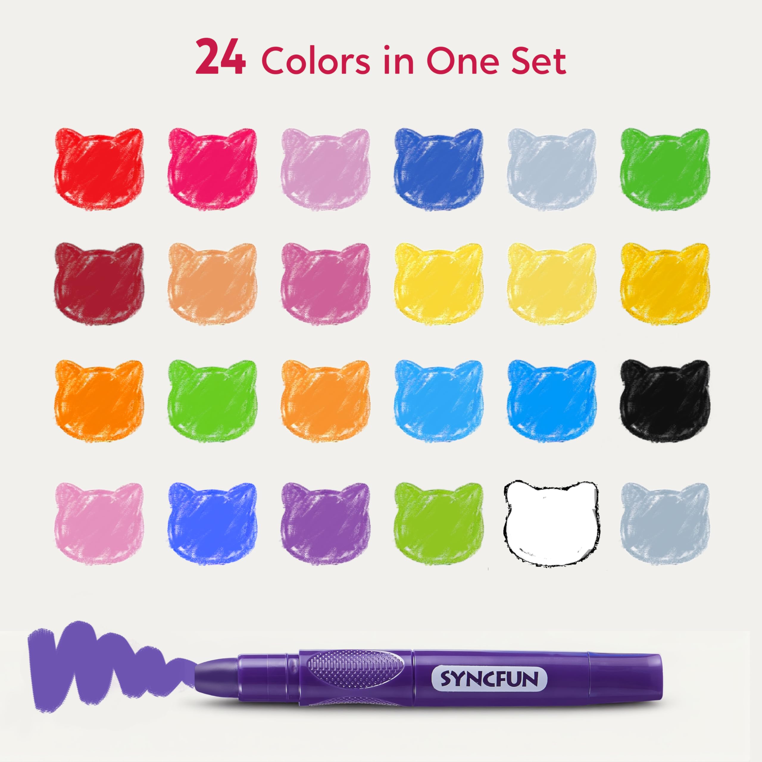 24 crayones retorcidos sedosos Joyfy, lavables y de secado rápido, materiales de arte para el aula y la escuela 7