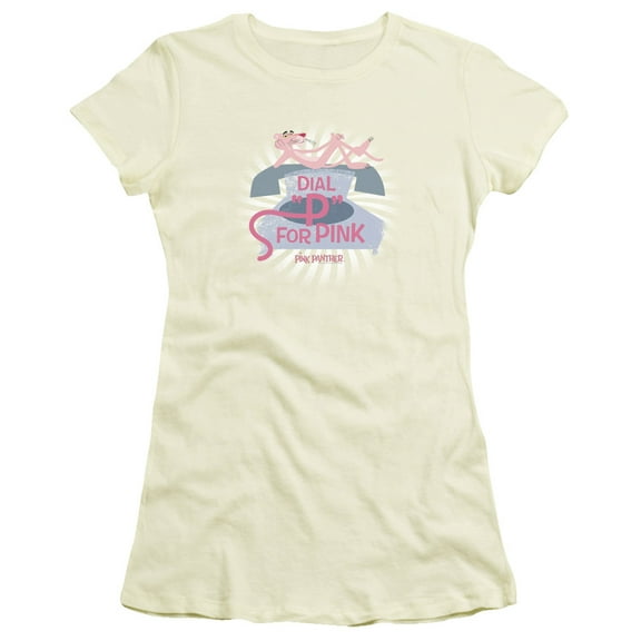 Pink Panther Dial P For Pink Junior Women's T-Shirt Sheer Cream