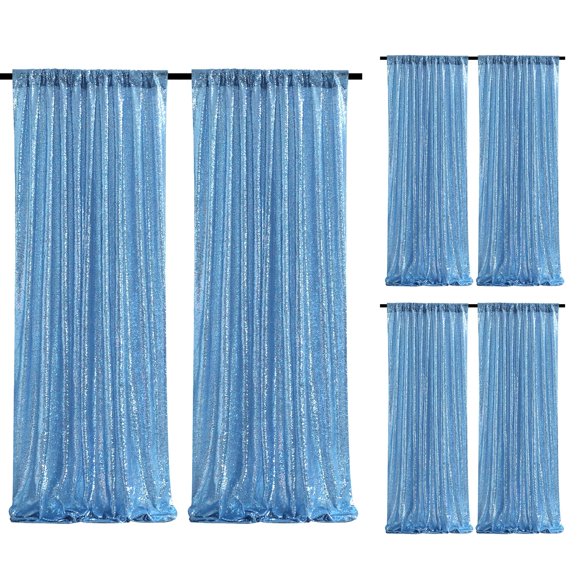 Cortinas de fondo con lentejuelas SoarDream Baby Blue Glitter, 2,4 x 2,4 m