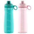thumbnail image 1 of Pogo Botella de agua reutilizable de plástico de 32 oz, paquete de 2 con tapa y asa de transporte, sin BPA, apta para deportes y viajes, apta para lavavajillas, Aquaviva/satén rosa, 1 of 5