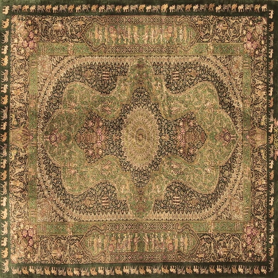 Ahgly Company Indoor Square Medallion Brown Traditional Area Rugs, 5' Square