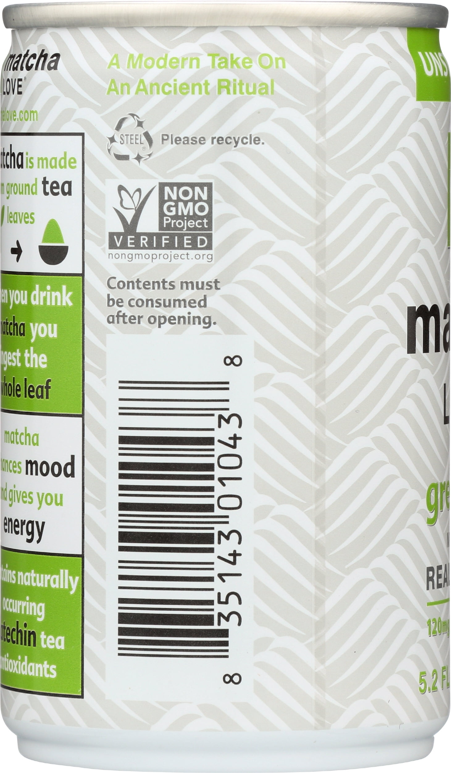 Pack of 20, Matcha Unsweetened Real Matcha Green Tea, 5.2 fl oz
