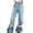 Light Blue, variant on Idoravan Jeans for Women Clearance under 10.00 Jeans for Men Ripped Women Fashion High Waisted Straight Pocket Hole Short Pants Street Trendsetters Broken Straight Tube Casual Perforated Denim Pants