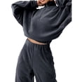 thumbnail image 2 of Conjunto de Dos Piezas para Mujer: Sudadera de Forro con Media Cremallera y Pantalón Deportivo Holgado con Bolsillos Gris XL, 2 of 7