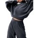thumbnail image 2 of Conjunto de Dos Piezas para Mujer: Sudadera de Forro con Media Cremallera y Pantalón Deportivo Holgado con Bolsillos Gris L, 2 of 7
