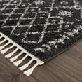 thumbnail image 5 of BoutiqueRugs Thetford Boho Moroccan Geometric Shag Runner Rug - High Pile Super Soft Carpet with Tassels for Hallway - Charcoal, Cream - 2'7" x 10' Runner, 5 of 17