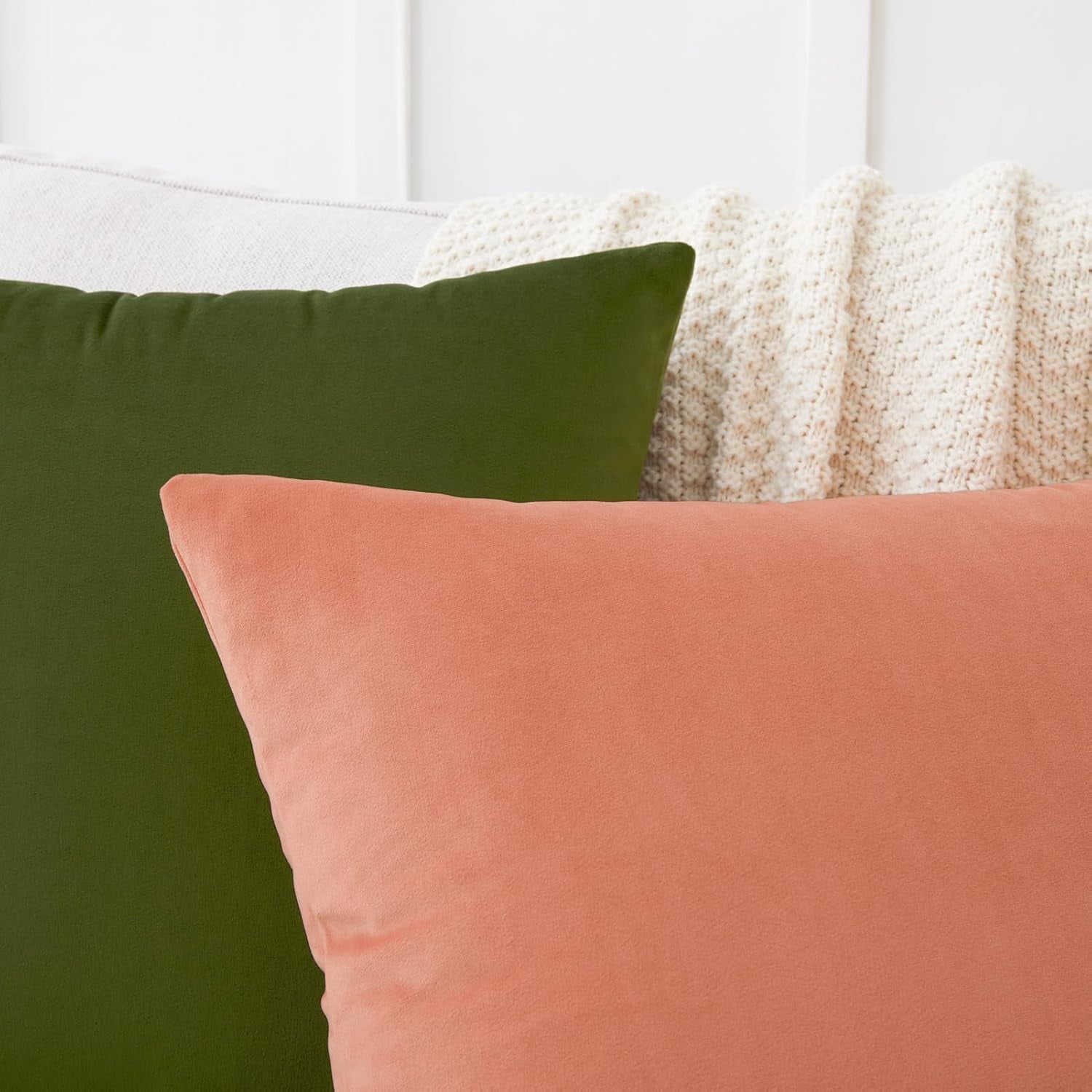 Dtwnek Pack of 2 Soft Thick Velvet Throw Pillow Covers Decorative Solid Square Cushion Cases for Sofa Couch Bedroom Car, 20x20 inch