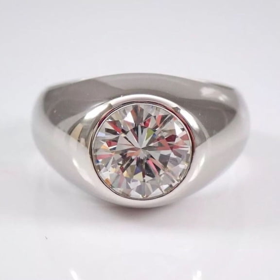 Men's Engagement Solitaire Ring 14K White Gold Ring 2.5 Ct Natural Moissnaite Diamond