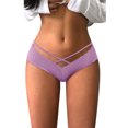thumbnail image 1 of Gibobby Ropa interior hipster para mujer Bragas con ribete de encaje para mujer, bragas sexis de cintura para chica, transpirables, de seda helada, ultrafinas, sin costuras(Morado，Talla única), 1 of 5