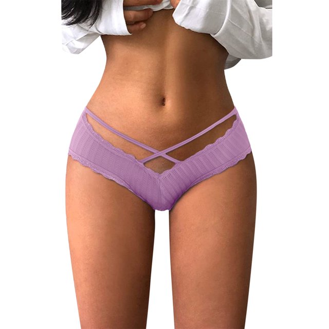 Gibobby Ropa interior hipster para mujer Bragas con ribete de encaje para mujer, bragas sexis de cintura para chica, transpirables, de seda helada, ultrafinas, sin costuras(Morado,Talla única)