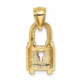 thumbnail image 3 of Diamond2Deal 14K Yellow Gold Lock Charm Pendant for Women (L- 0.74 in, W- 0.34 in), 3 of 4