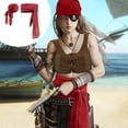 thumbnail image 2 of YOTQUSKI Pirate Bandana,Pirate Head Scarf,Halloween Women Men Pirate Head Scarf, Hat Accessories Pirate Waist Belt Bandana Headband Renaissance, 2 of 5
