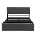 thumbnail image 3 of Queen Bed Frame with Headboard and Drawers, New Upgraded Upholstered Platform Bed with Storage, Metal Queen Size Bed Frame Modern Bedroom Furniture, Support 500lbs, No Box Spring Needed, Gray, J3740, 3 of 14