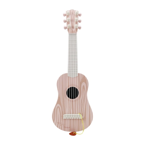 Guitarra de juguete para niños, mini guitarra, 6 cuerdas, instrumento musical infantil, madera blanca