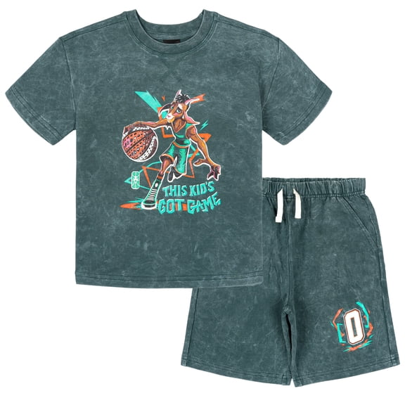 GOAT The Movie French Terry Drop Shoulder T-Shirt and Shorts Outfit Set Toddler to Big Kid