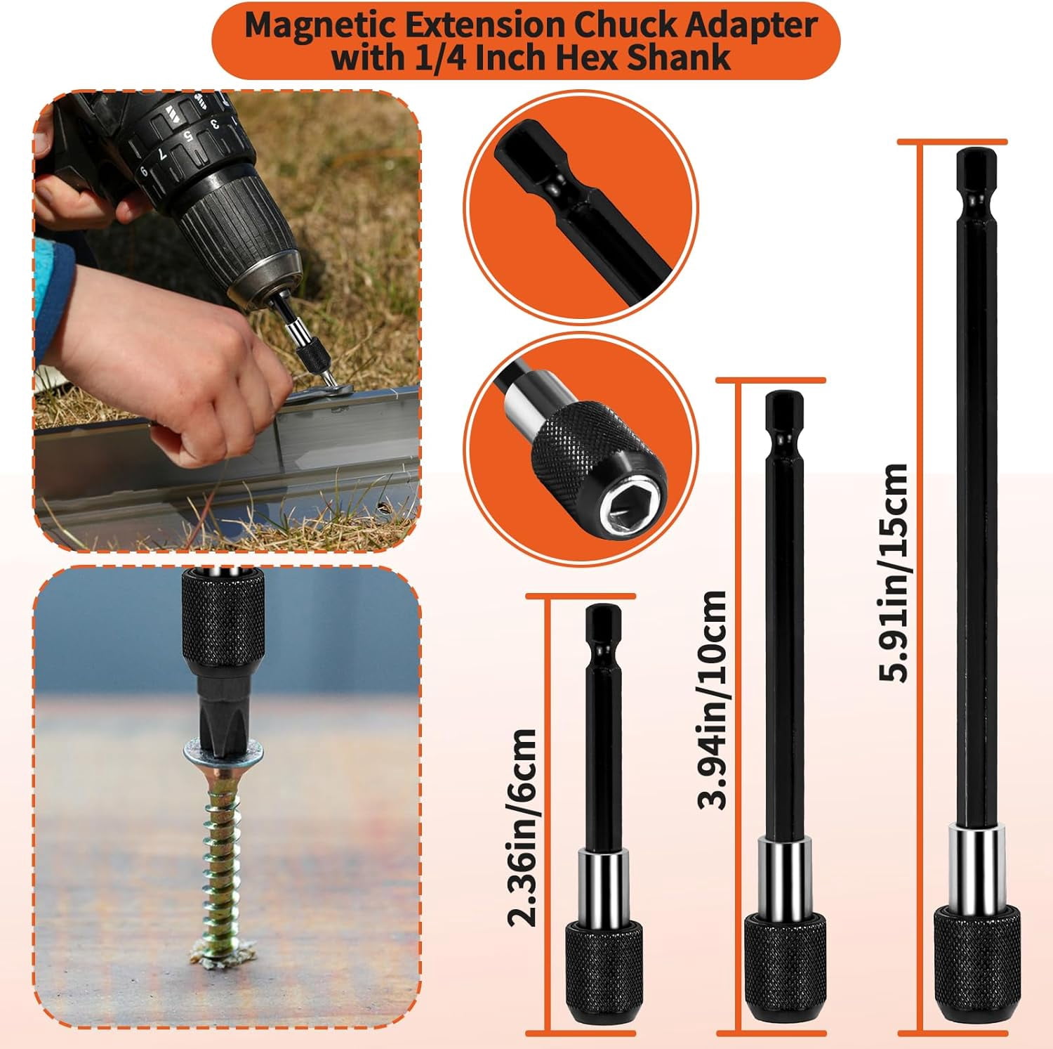 23Pcs Flexible Drill Bit Extension Set 2pc 105° Right Angle Drill Bit Attachment,3pc 1/4, 3/8, 1/2" Hex Adapter Socket,6pc Drill Bit Holder, 10 Short Screwdriver Bits