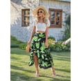 thumbnail image 6 of Nlife Women Hawaiian Tropical Floral Maxi Skirt Layered Ruffle High Slit Long Skirt with Pockets, 6 of 7