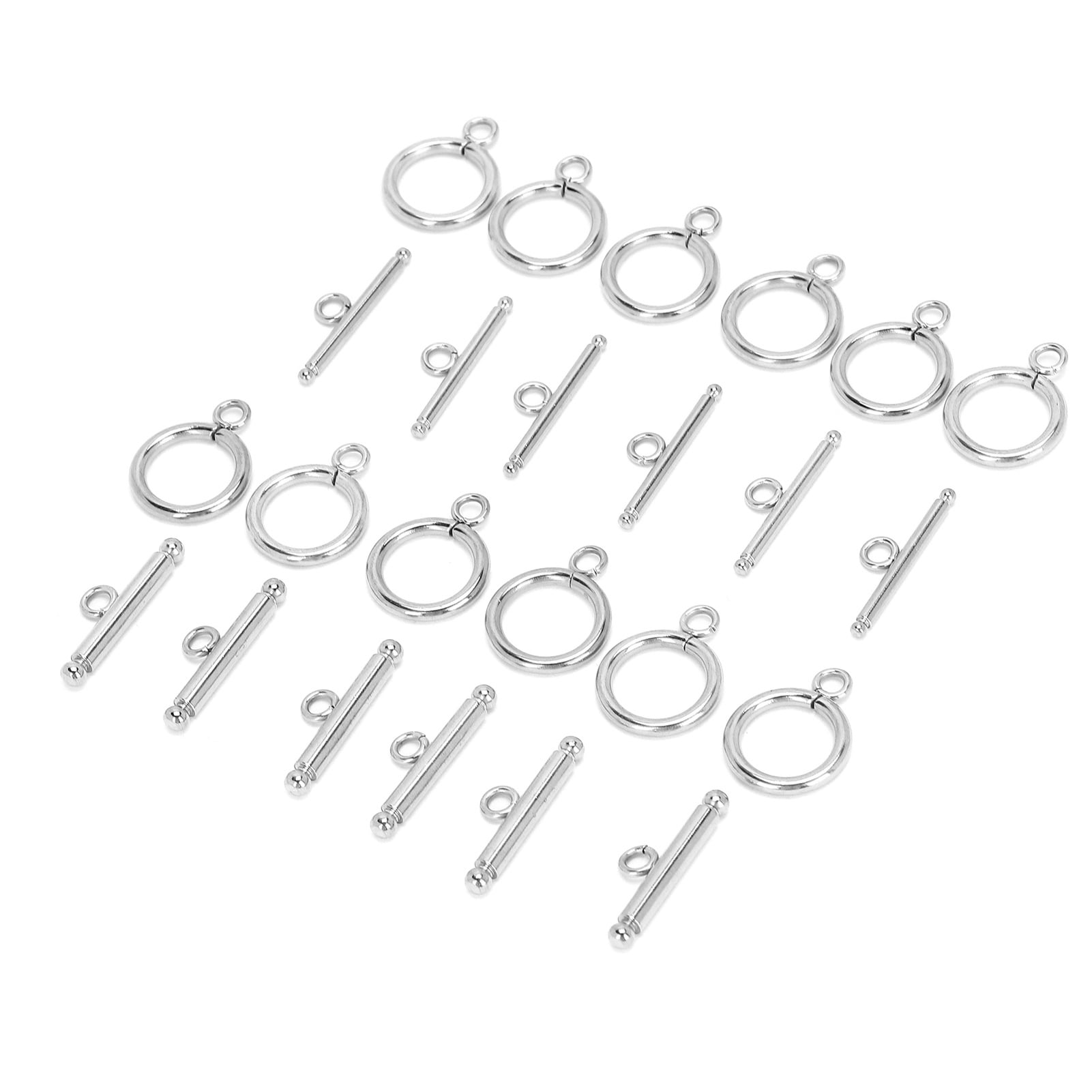 Brrnoo 925 Sterling Silver Jewelry Making Necklace Bracelet DIY Round Toggle Clasps T‑Bar Clasps For Jewelry Making Steel Color