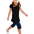 thumbnail image 6 of Cethrio Girls Cotton T-shirts, Ruffled Casual Short Sleeve Crew Neck Summer Tops Black Size 0-12 Months, 6 of 6