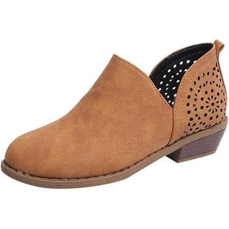 

Womens Platform Ankle Boots Western Cowboy Boot Pointed Toe Fashion Retro Classic Boot Pull-On Low Heel Ankle Booties