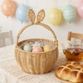 thumbnail image 4 of Kbndieu Imitation Rattan Easter Basket with Handles, Bunny Easter Baskets with Cute Rabbit Ears, Easter Egg Hunt Bucket for Picnic Wedding Easter Decorations Gifts, 4 of 6