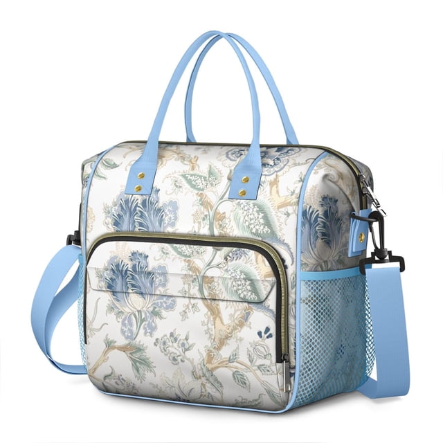 Blossom Print Insulated Tote - Leakproof Cooler Bag for Picnics or Work, Waterproof Design
