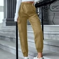 thumbnail image 5 of High Waist Sweatpants Women Trendy Multi Pockets Cargo Pants Solid Hiking Running Workout Capris Pants Khaki,XL, 5 of 7