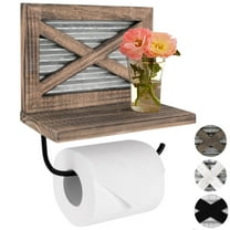 Autumn Alley Farmhouse Toilet Paper Holder with Wood Shelf, Wall Mount